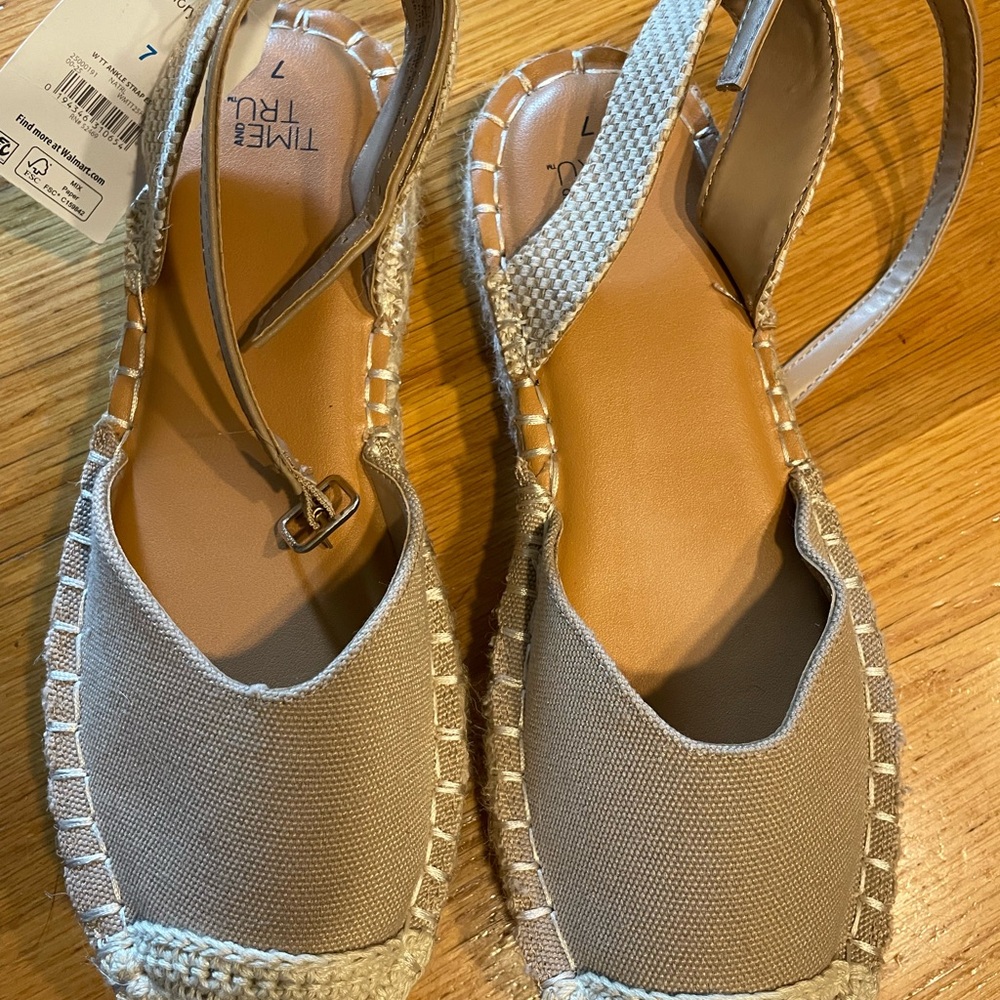 Time and Tru Tan Espadrille Shoes with Rounded Toe